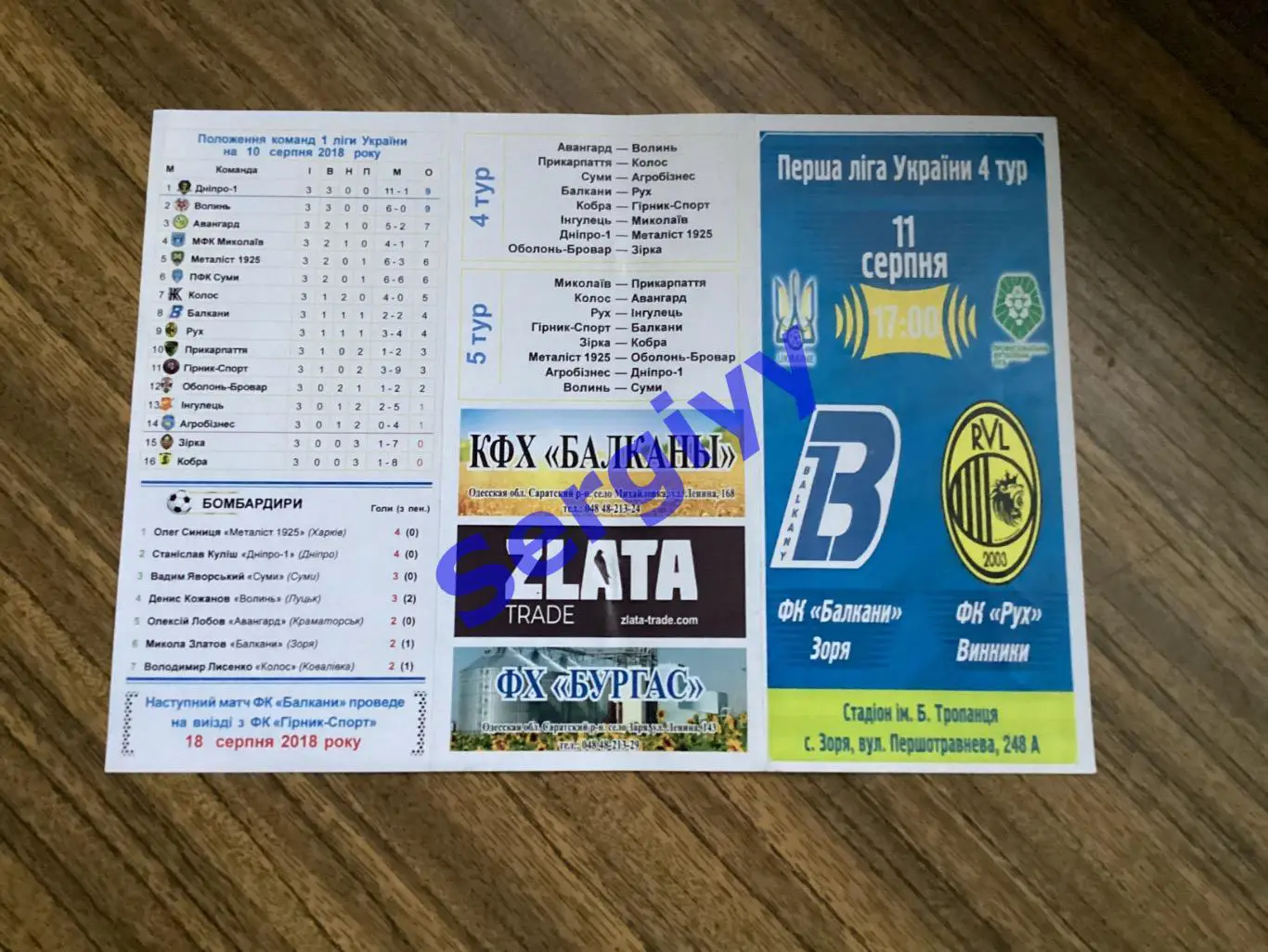 Балкани Зоря Одеська- Рух Винники 11.08.2018