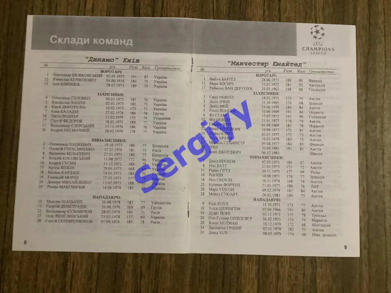 Динамо Київ - Манчестер Юнайтед Англія 2000 1