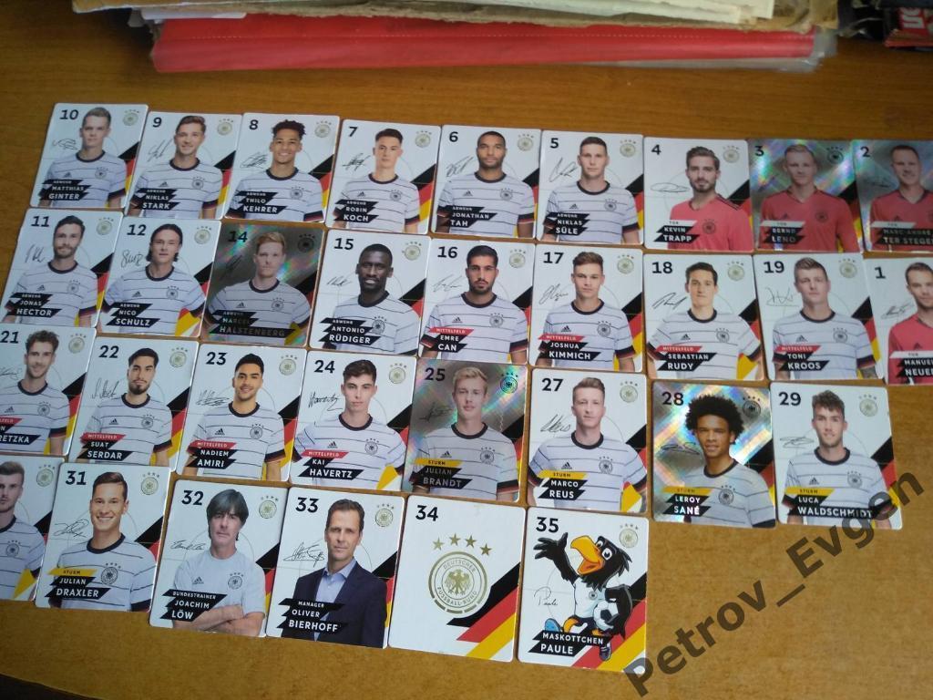 Германия 2020 32карточки с автографами игроков.