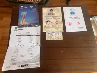 Набор Днепр-Фиорентина 3 програмки,билет,протокол.