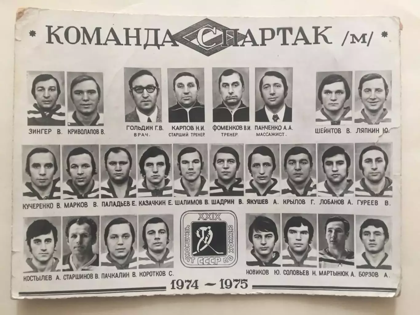 Фото Спартак Москва 1974-75 хоккей