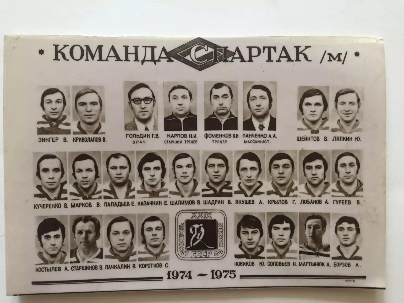 Фото Спартак Москва 1974-75 хоккей
