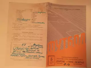 Кубок УЕФА Спартак - ОФК (Югославия) 05.10.1966