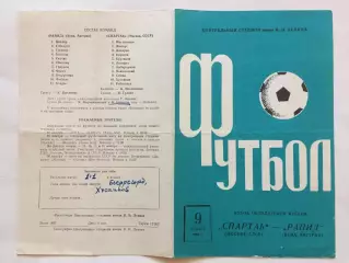 Кубок Кубков Спартак - Рапид (Австрия) 09.11.1966