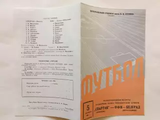 Кубок УЕФА Спартак - ОФК (Югославия) 05.10.1966