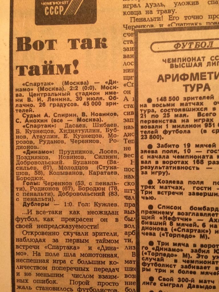 Вырезки из газеты Советский спорт 80-е года