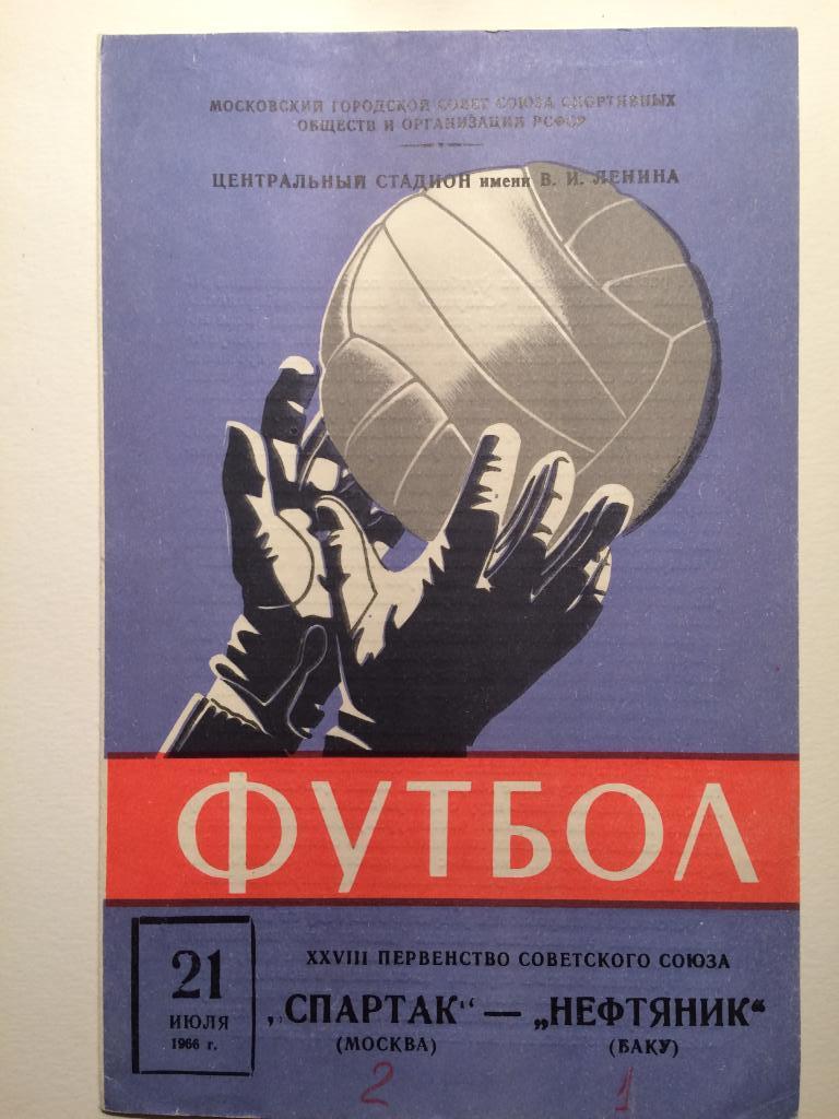 Спартак-Нефтяник(Баку) 21.07.1966 Чемпионат СССР