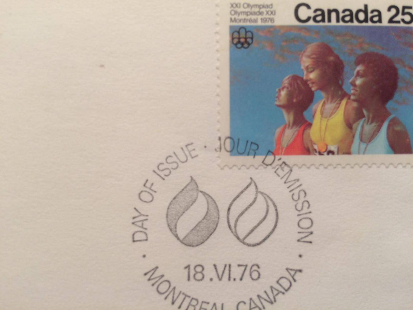 Олимпиада-1976 конверт гашение Монреаль-76 2