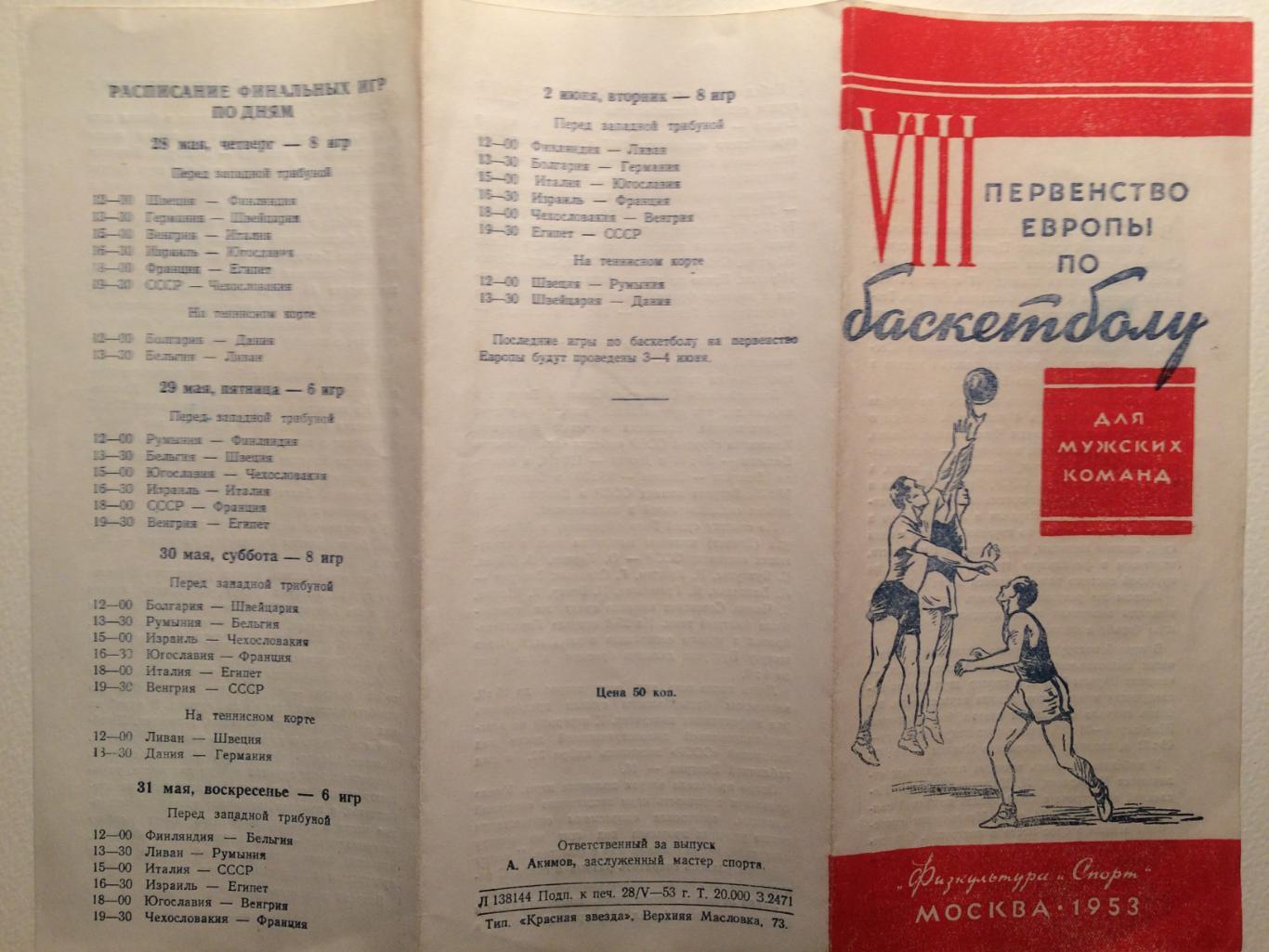 Баскетбол Первенство Европы по баскетболу мужчины 1953 1