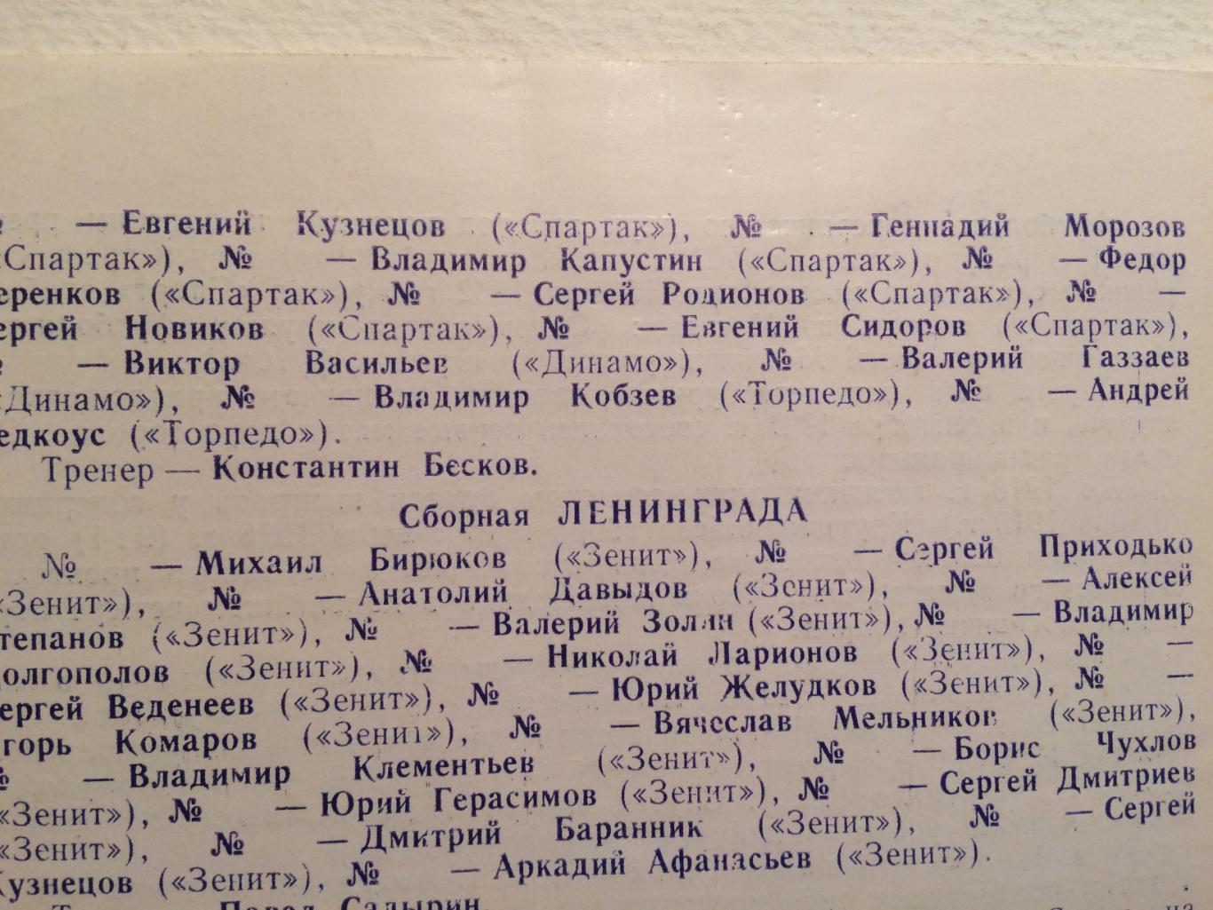 сб.Москвы - сб.Ленинграда 03.05.1985 Товарищеский матч 1