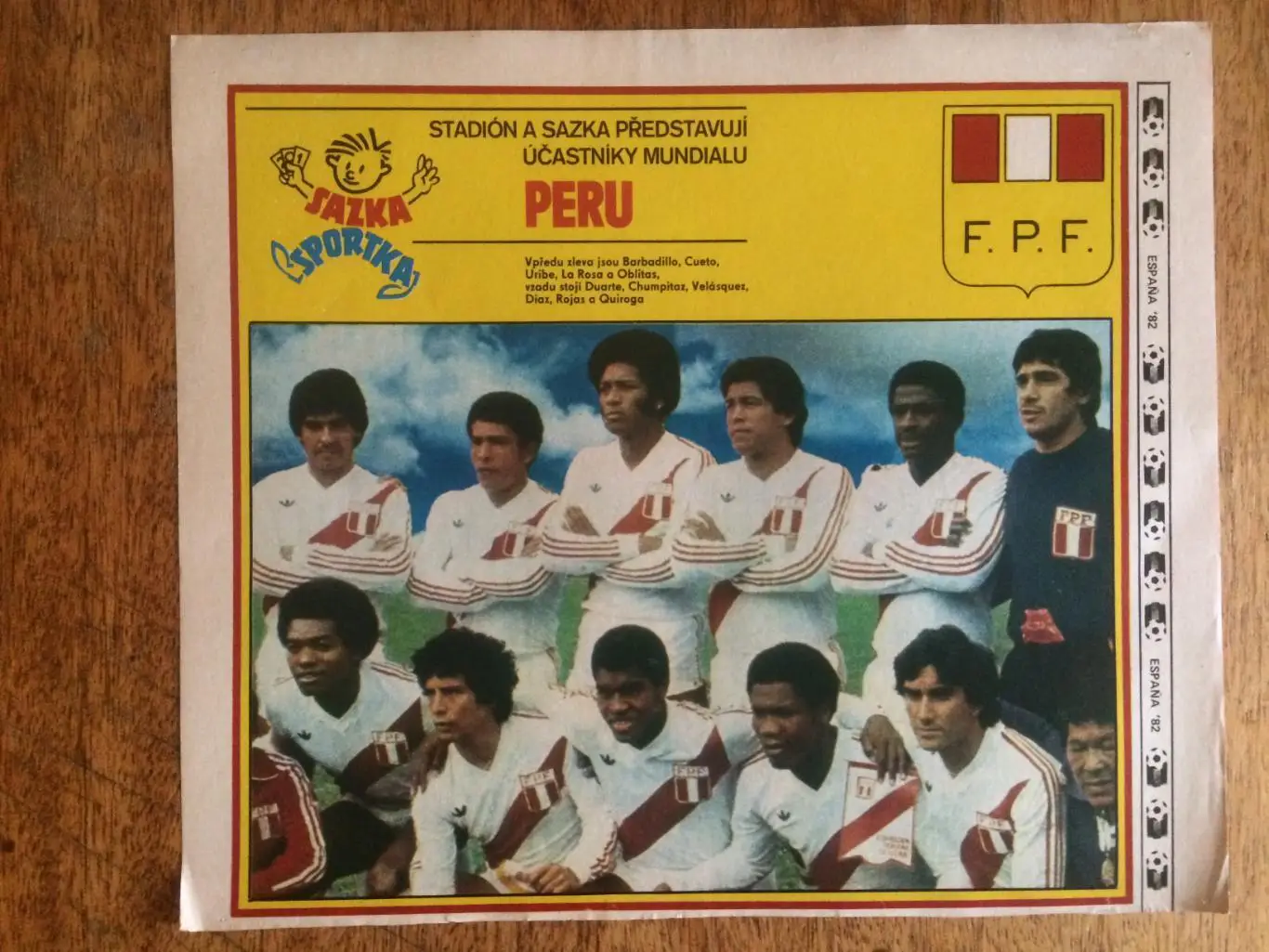 Постер.Сб.Перу ЧМ Испания 1982 Журнал Стадион(ЧССР)