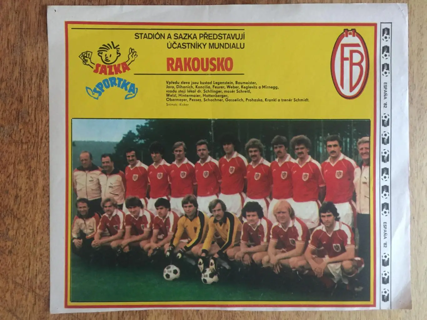 Постер.Сб.Австрия Журнал Стадион(ЧССР) ЧМ-1982