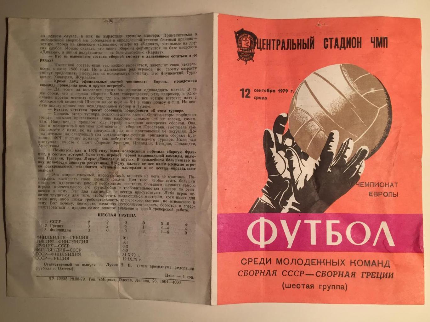 Футбол.СССР - Греция 12.09.1979