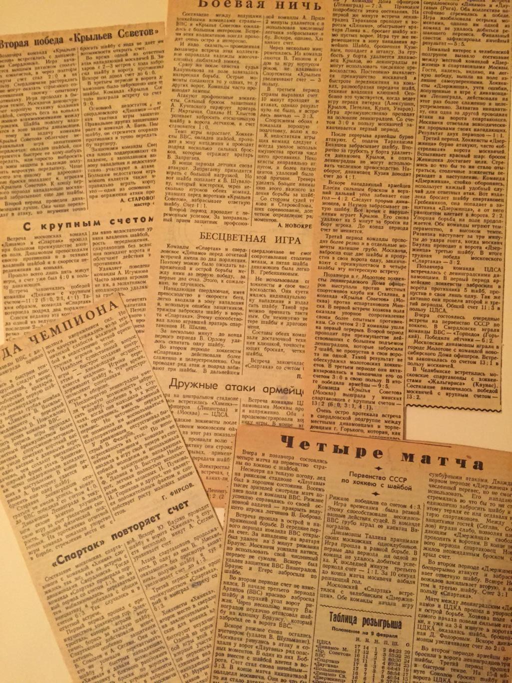 Хоккей заметки Спартак Москва 1950-1955 2