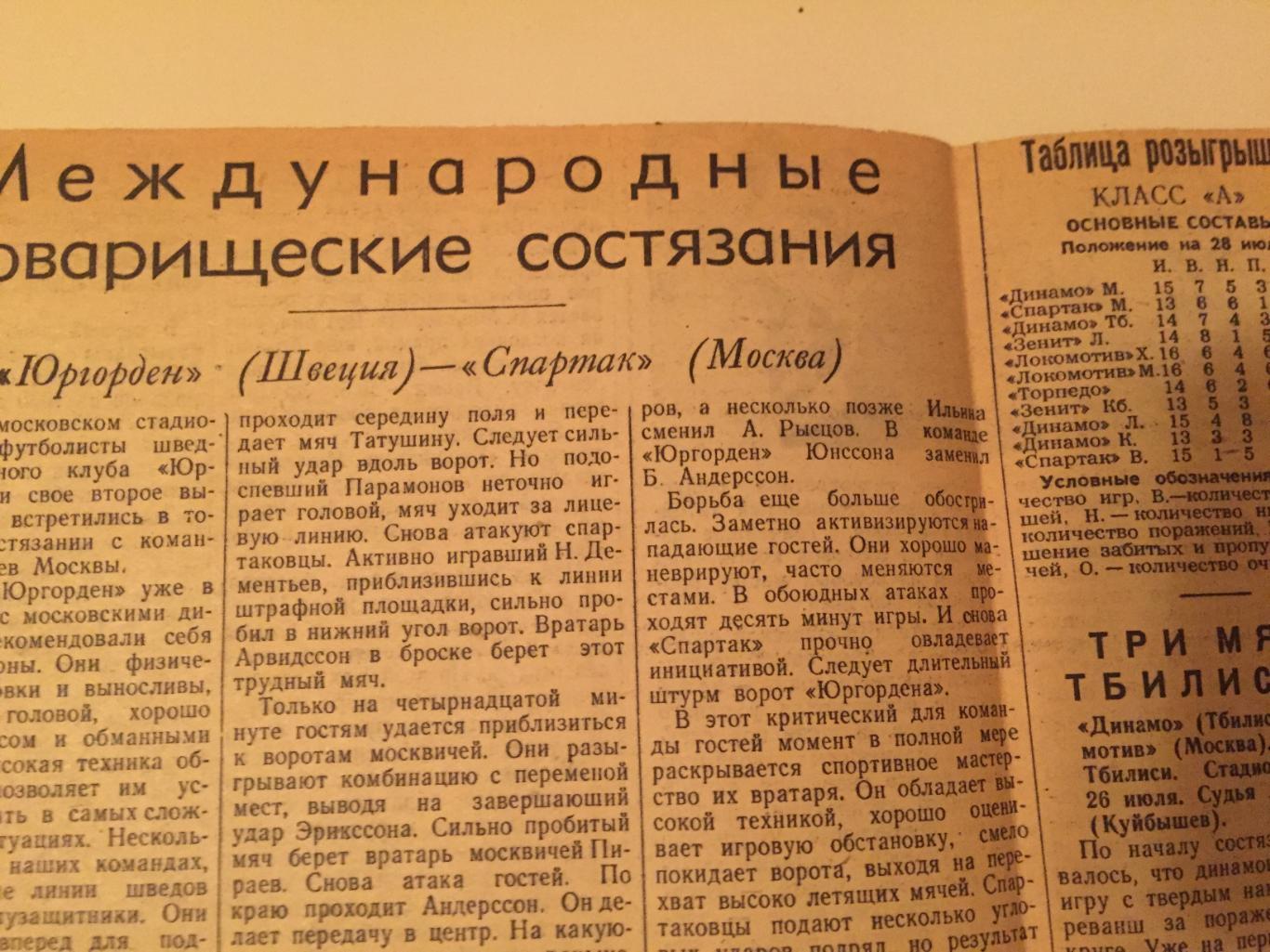 ТМ Спартак Москва- Юргорден Швеция,Динамо - Чехословакия 1953 1