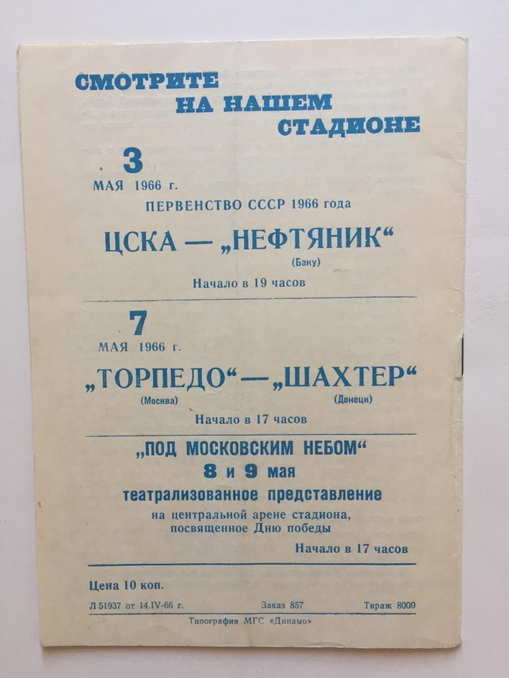 Чемпионат СССР Динамо Москва- Локомотив Москва 27.04.1966 2