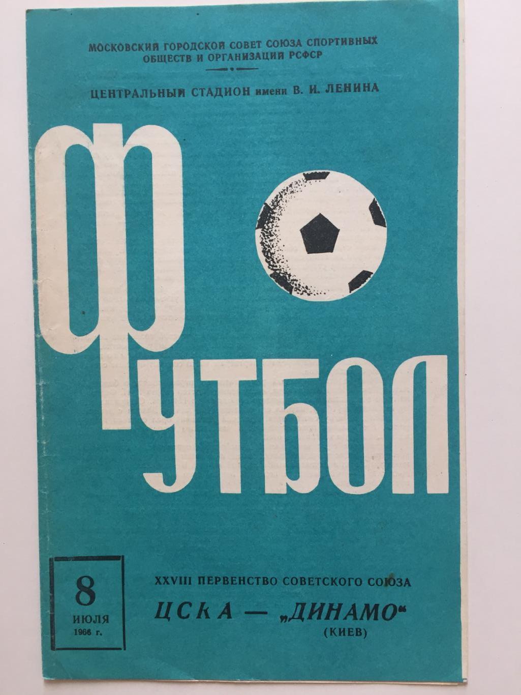 Чемпионат СССР ЦСКА Москва - Динамо Киев 08.07.1966