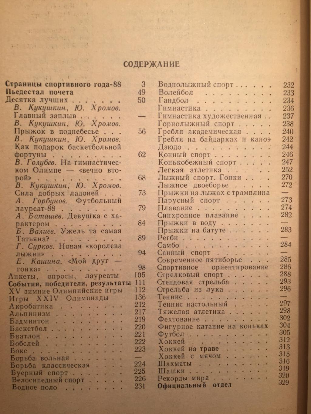 Панорама спортивного года 1988 1