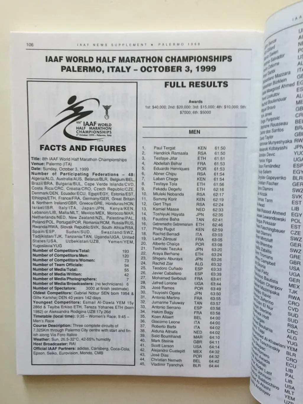 Легкая атлетика информационный бюллетень ИААФ 1999 4