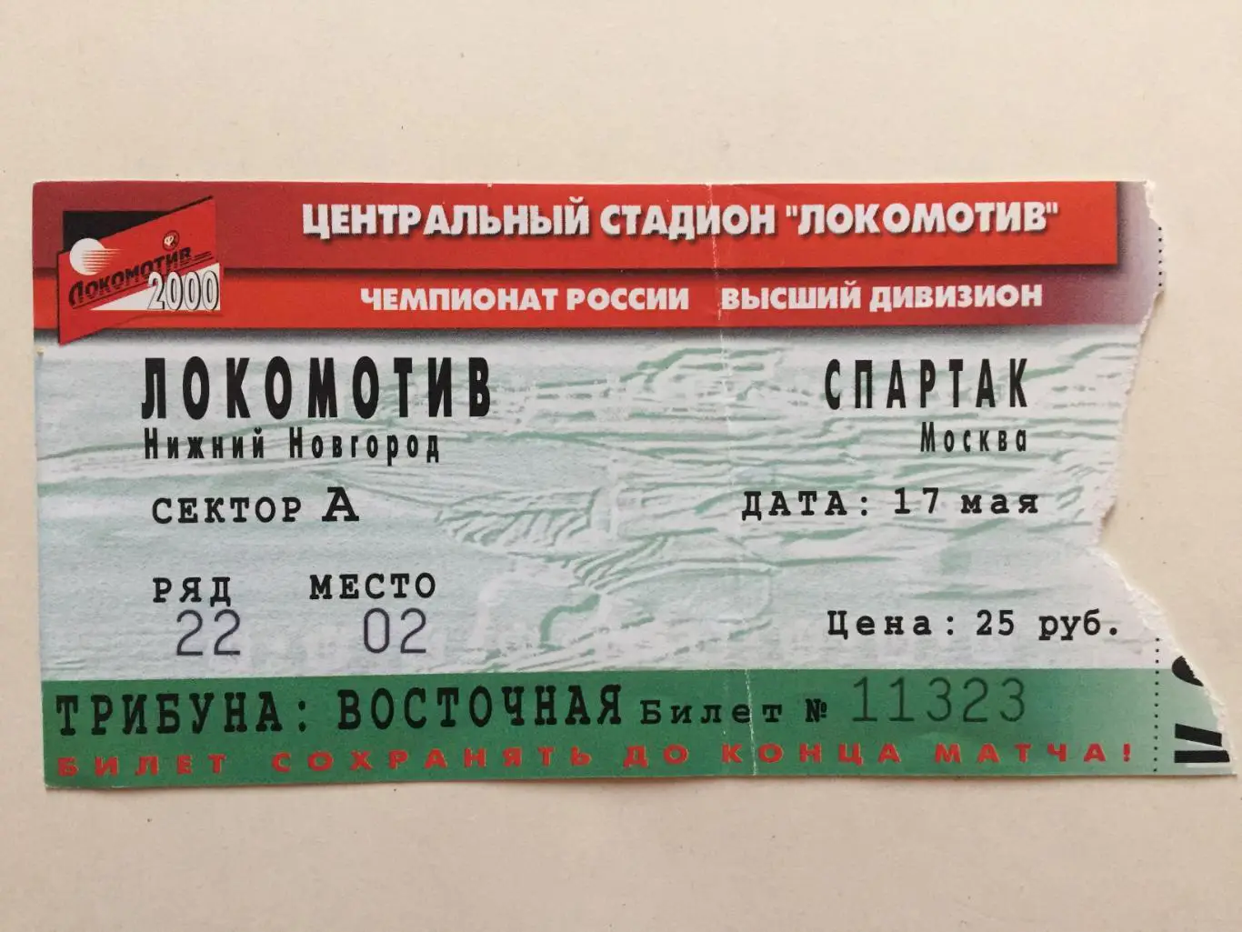 Чемпионат России Локомотив Нижний Новгород - Спартак Москва 17.05.2000