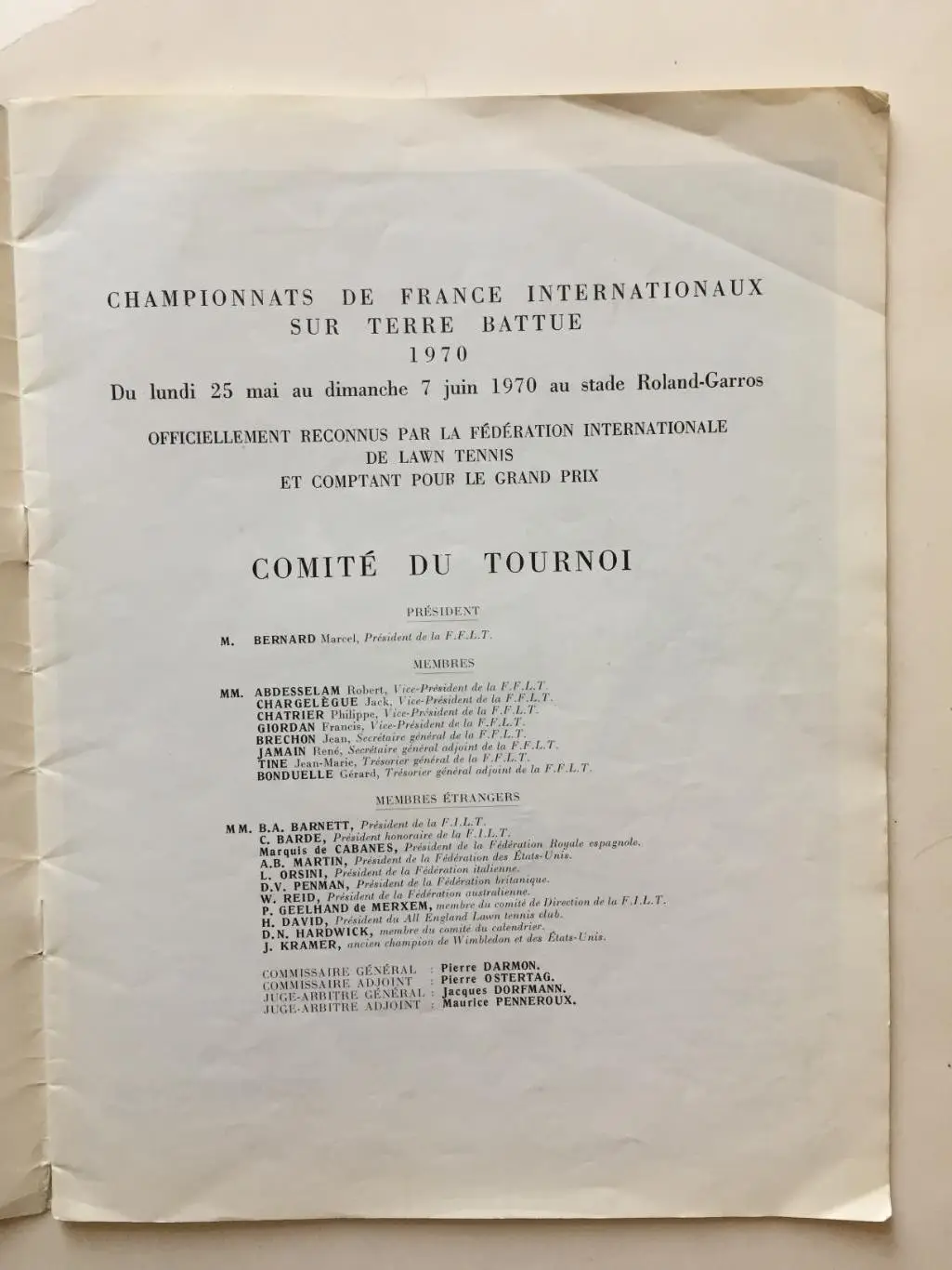 Теннис Турнир Ролан Гаррос 25.05-07.06.1970 1