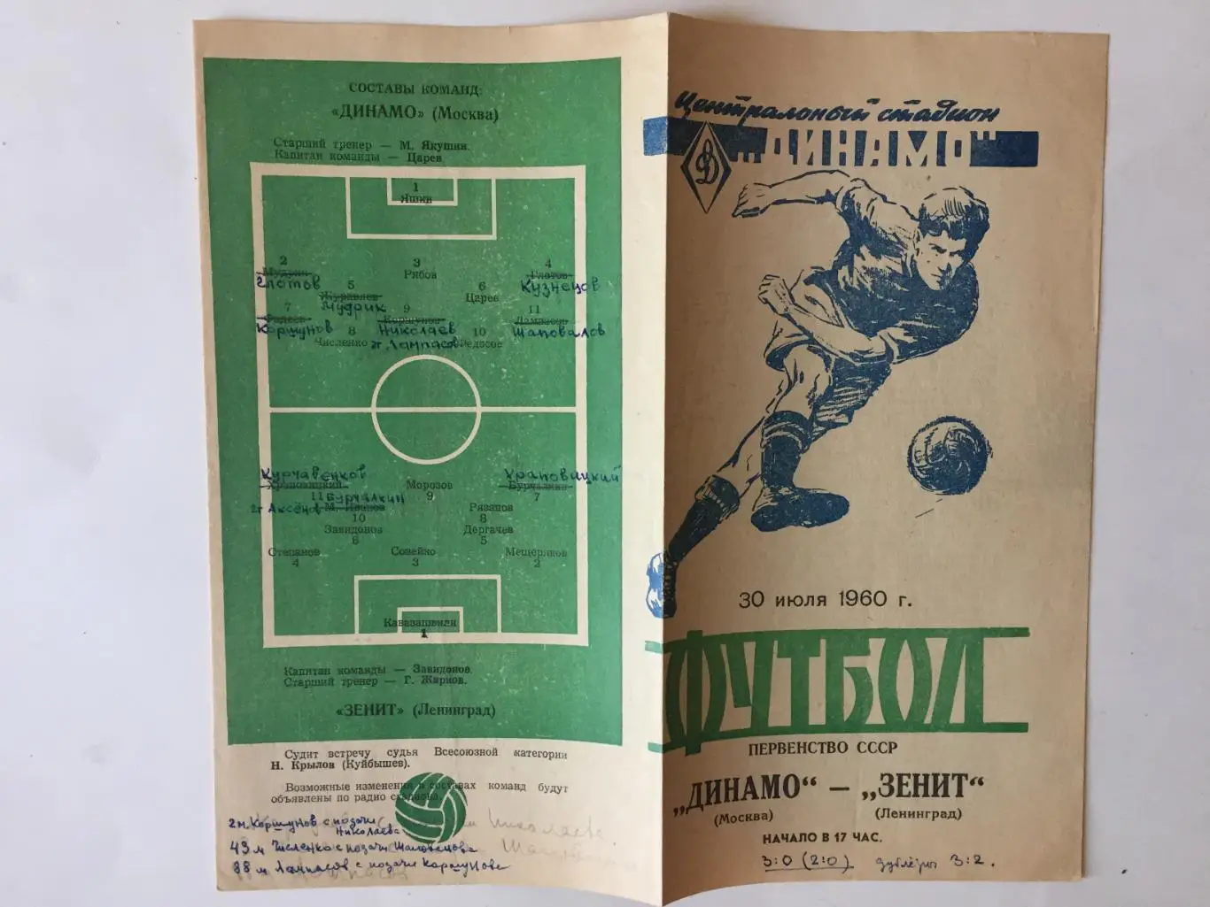 Динамо Москва - Зенит Ленинград 30.07.1960