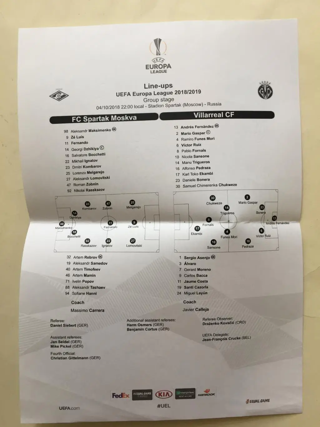Лига Европы Спартак Москва - Вильярреал Испания 04.10.2018 1
