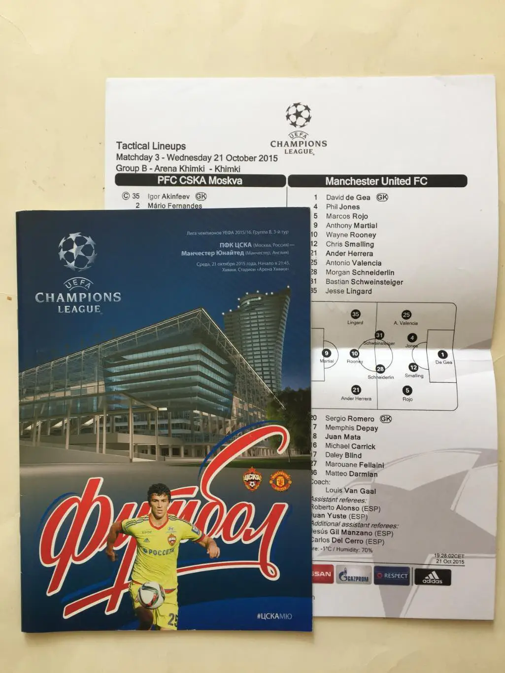 Лига чемпионов ЦСКА - Манчестер Юнайтед 21.10.2015