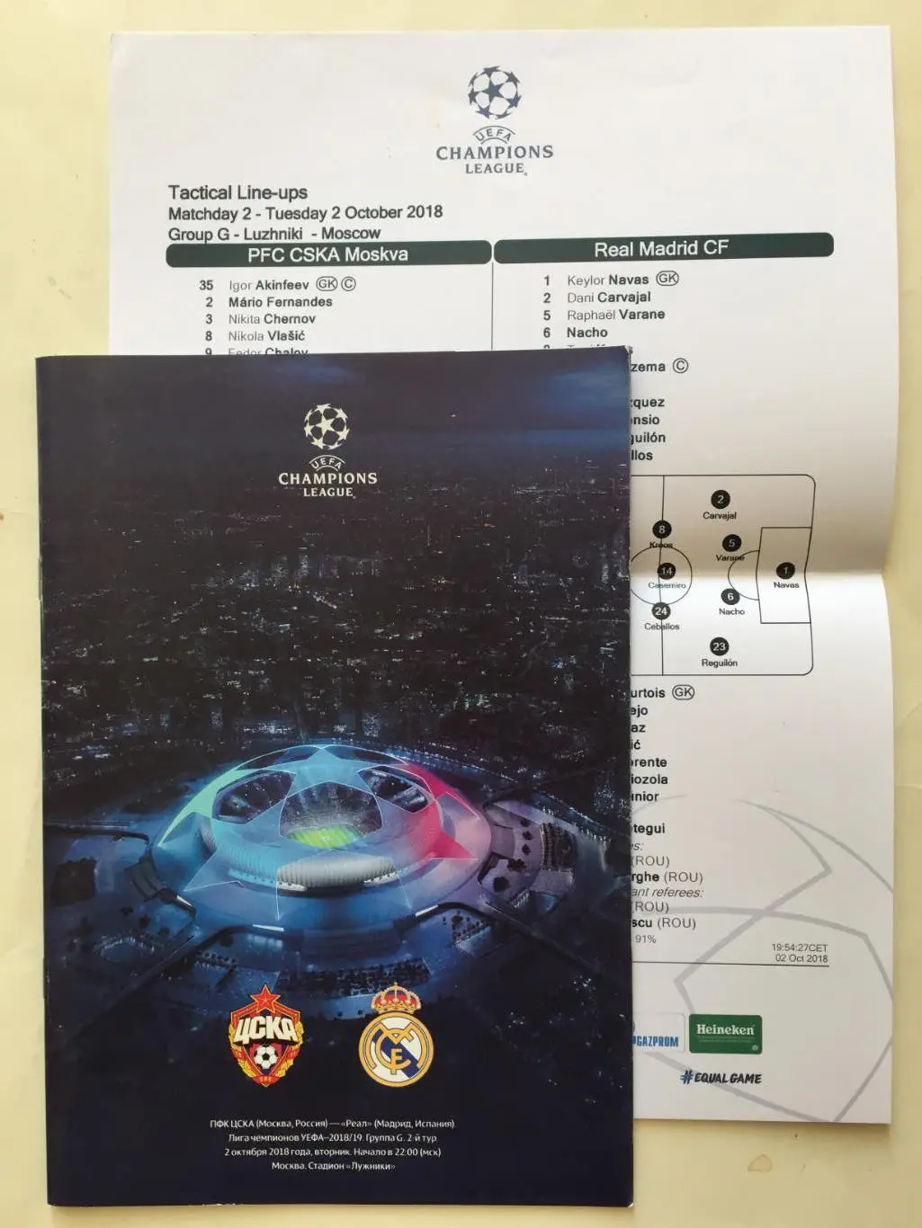 Лига чемпионов ЦСКА - Реал Испания 02.10.2018
