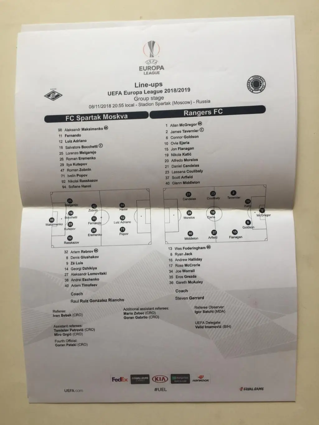 Лига Европы Спартак Москва - Рейнджерс Шотландия 2018