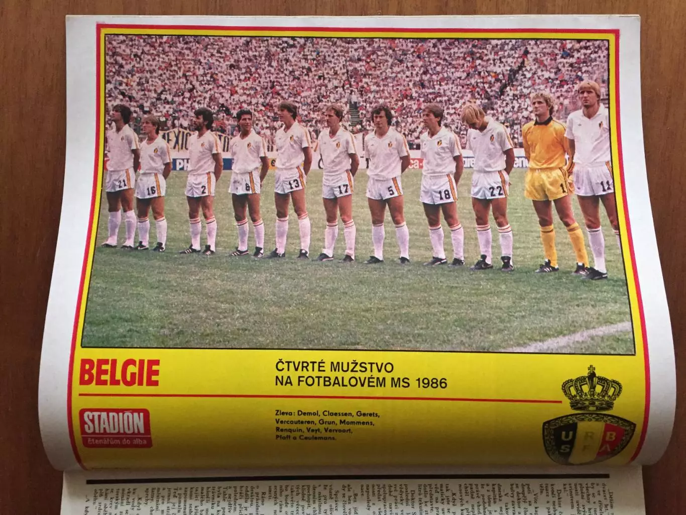 Журнал Стадион № 34 1986 постер сб.Бельгия 1