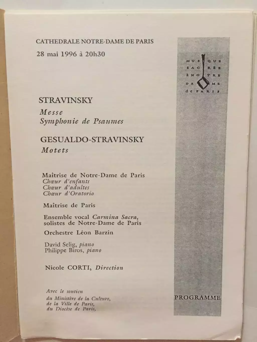 Программа И.Стравинский концерт (Нотр-Дам де Пари) 28.05.1996 1