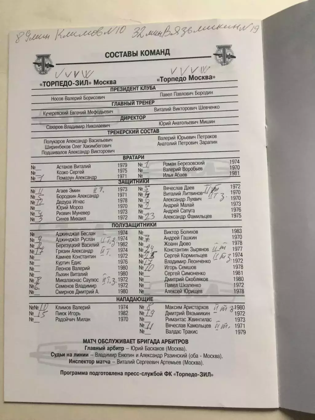 Торпедо-ЗИЛ - Торпедо Москва 24.06.2001 1