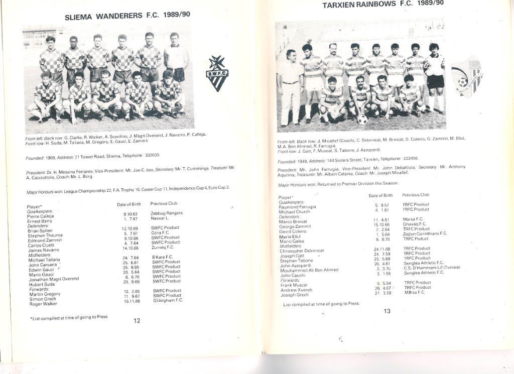 Ежегодник 1989/90 Футбол Мальта 1