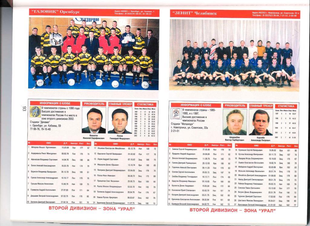 Футбол, ежегодник Мир Футбола 10 лет ПФЛ (1992-2002). 2