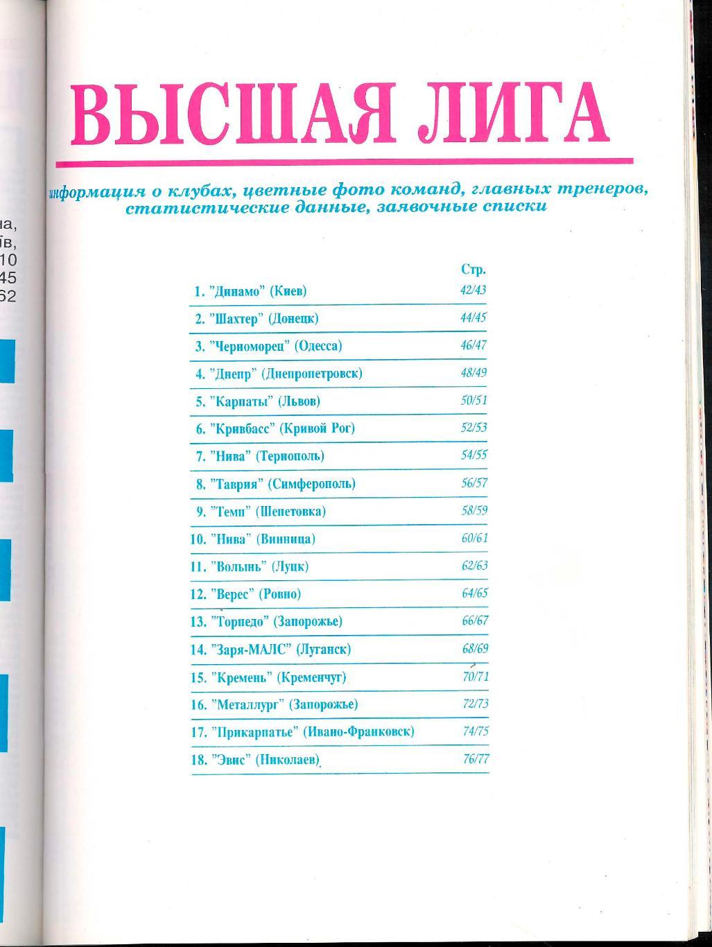 Ежегодник Мир Футбола 1994/95 Украина. 1