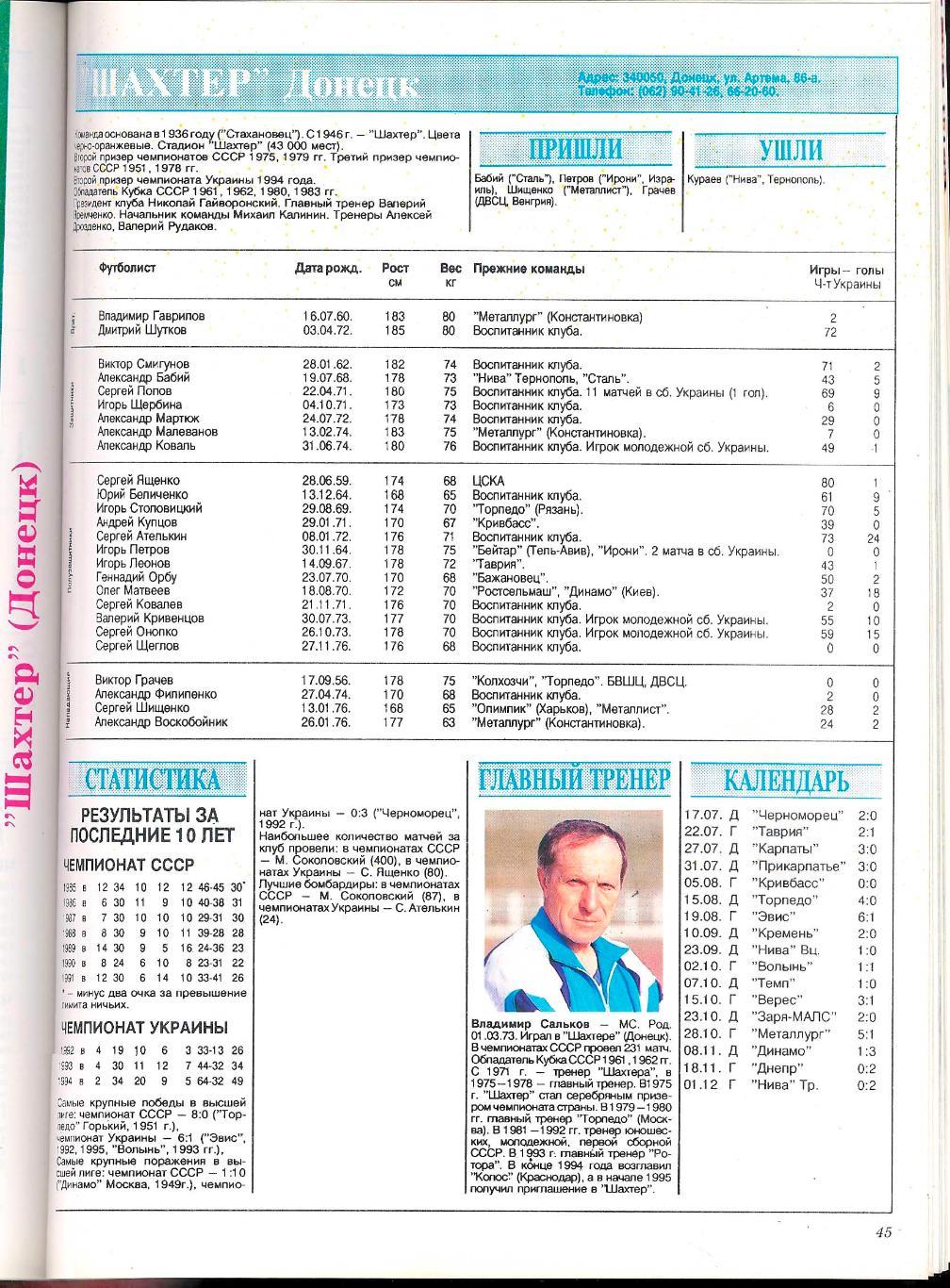 Ежегодник Мир Футбола 1994/95 Украина. 3