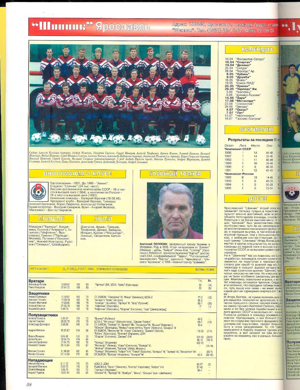 Ежегодник Мир Футбола 1996 Россия. 1