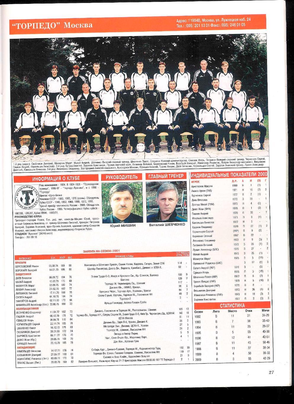 Ежегодник Мир Футбола 2001 Россия. 3