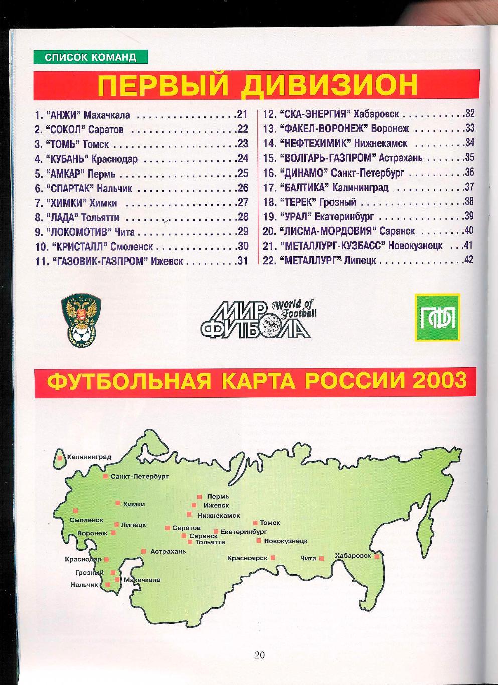 Ежегодник Мир Футбола 2003 Россия (1-й и 2-й дивизионы). 4