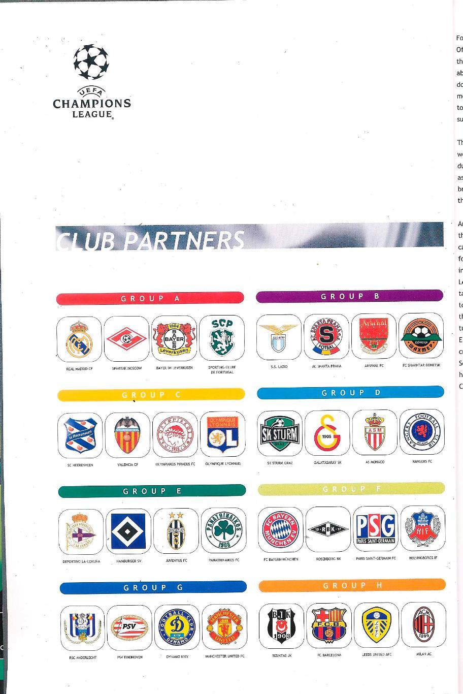 Лига Чемпионов 2000-01, журнал-альбом (guide), групповая стадия 1. 4