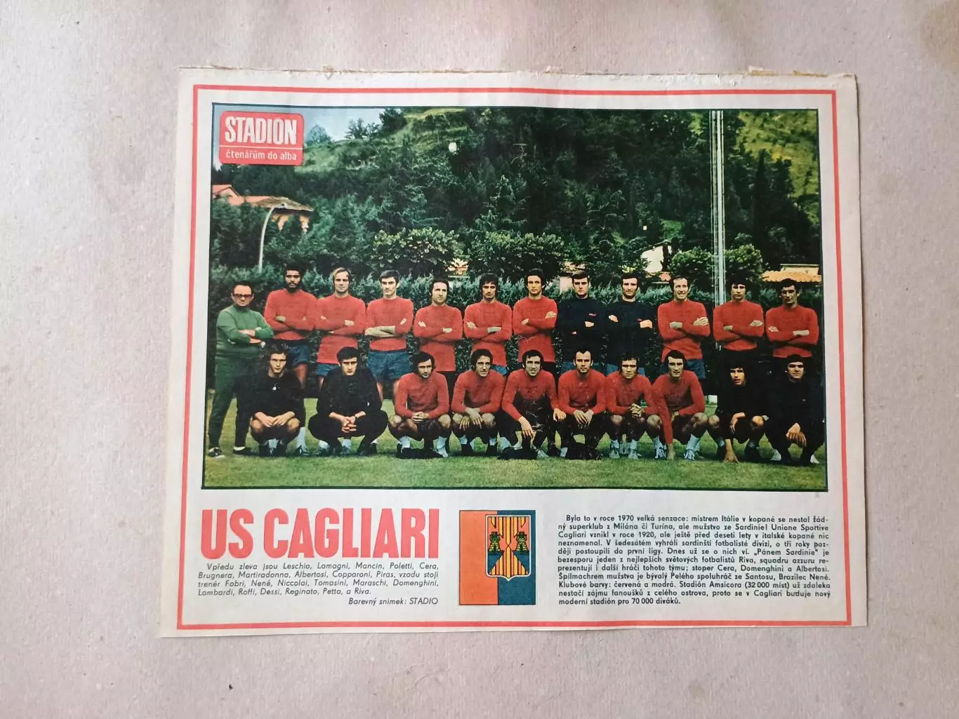 Плакат из журнала Стадион- Cagliari
