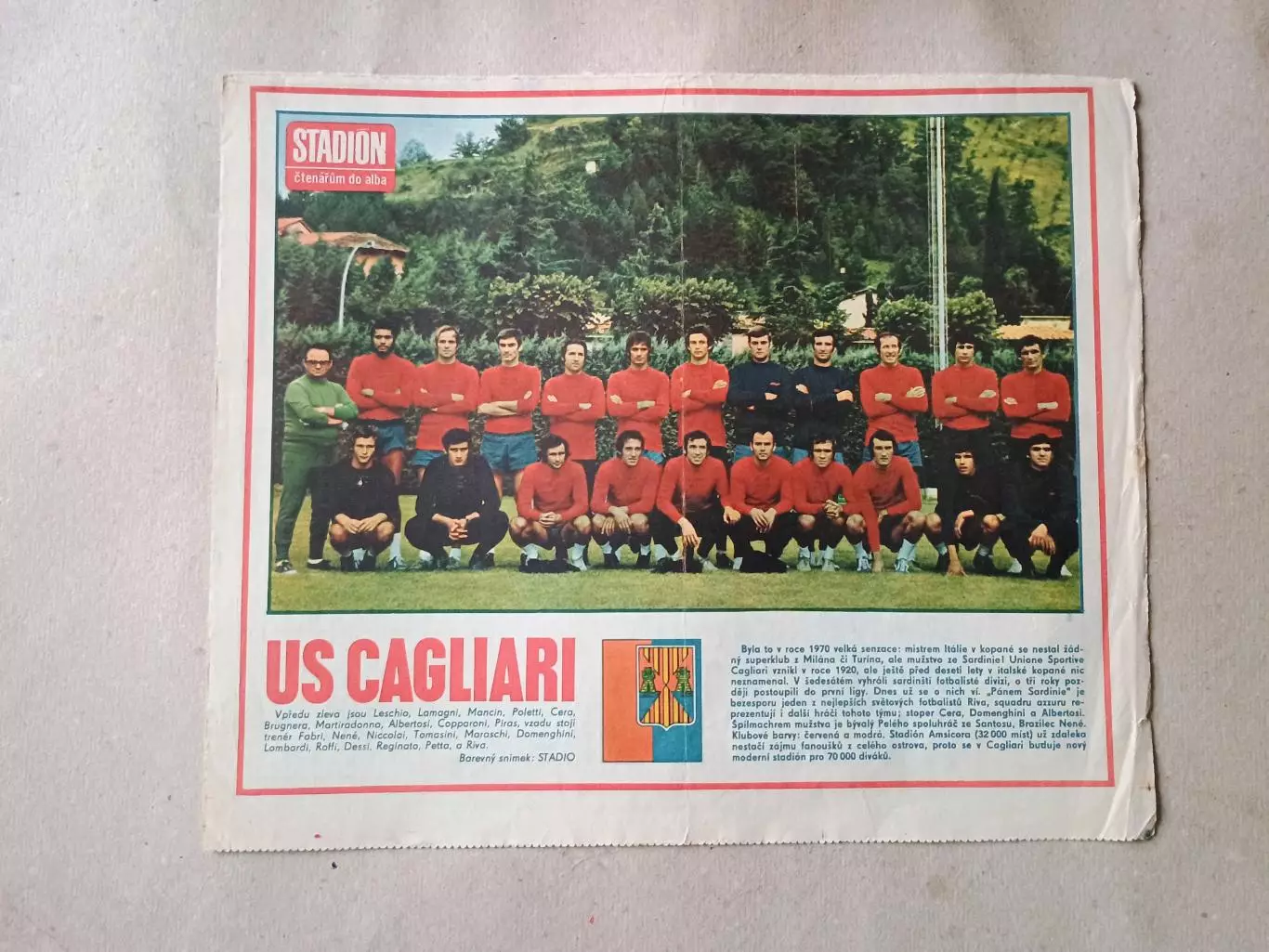 Плакат из журнала Стадион- Cagliari 3