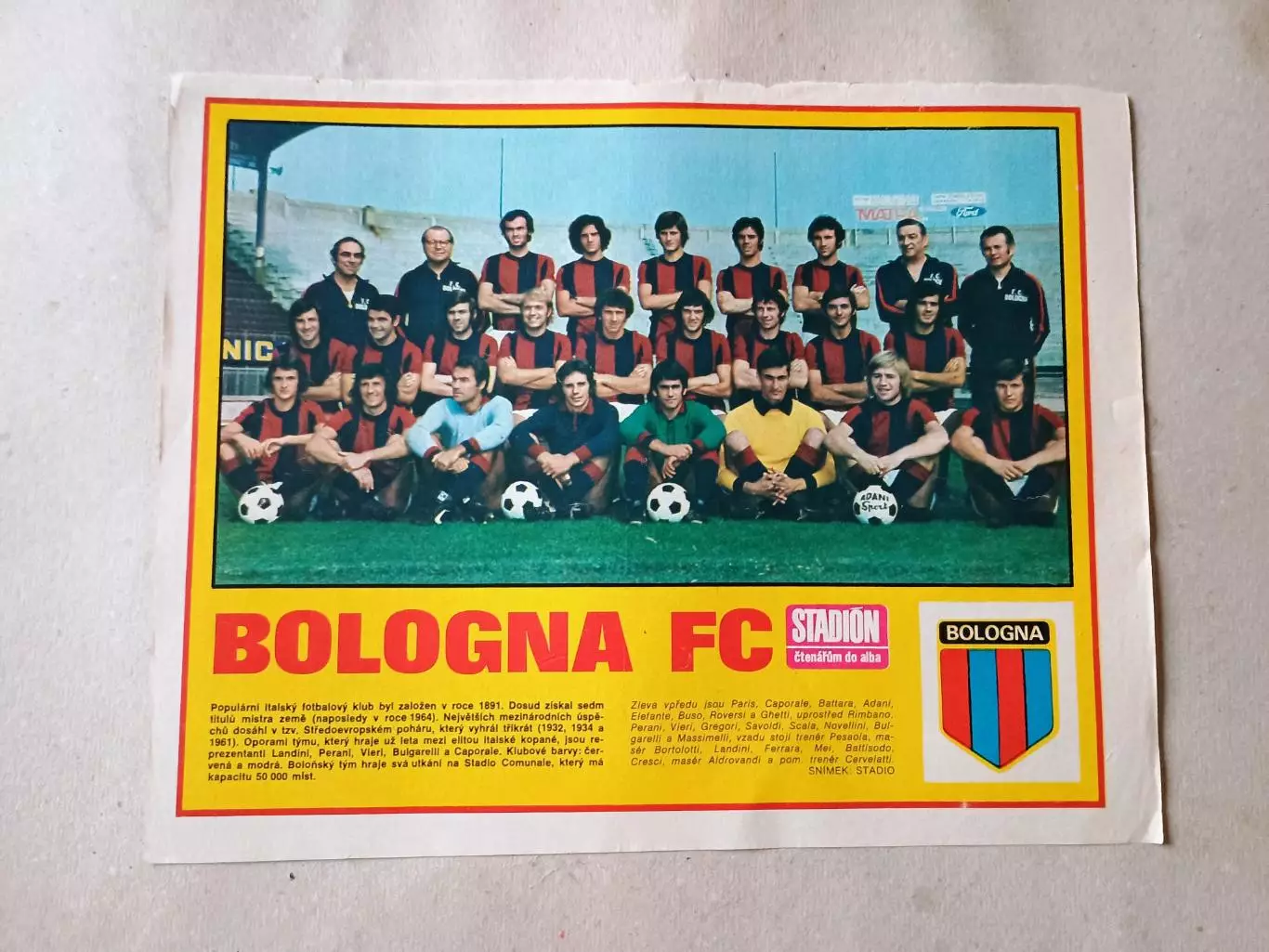 Плакат из журнала Стадион- Bologna