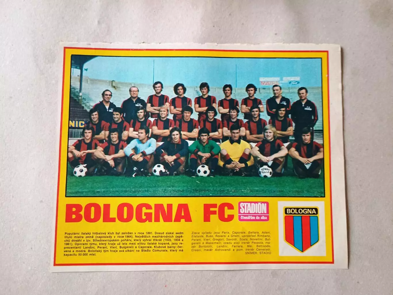 Плакат из журнала Стадион- Bologna 2