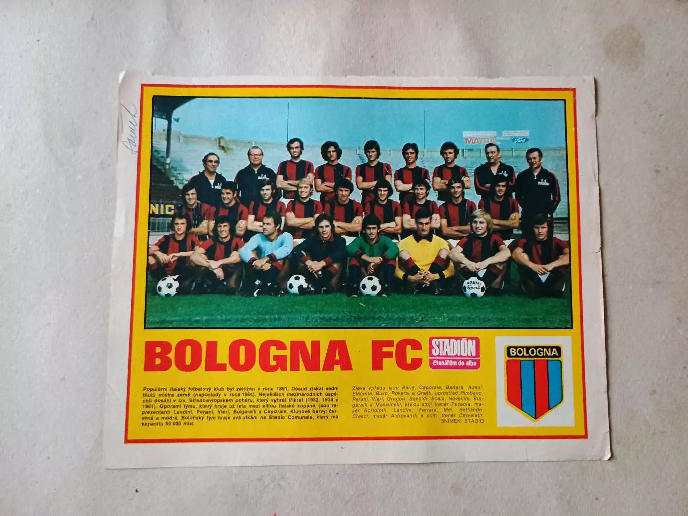 Плакат из журнала Стадион- Bologna 3