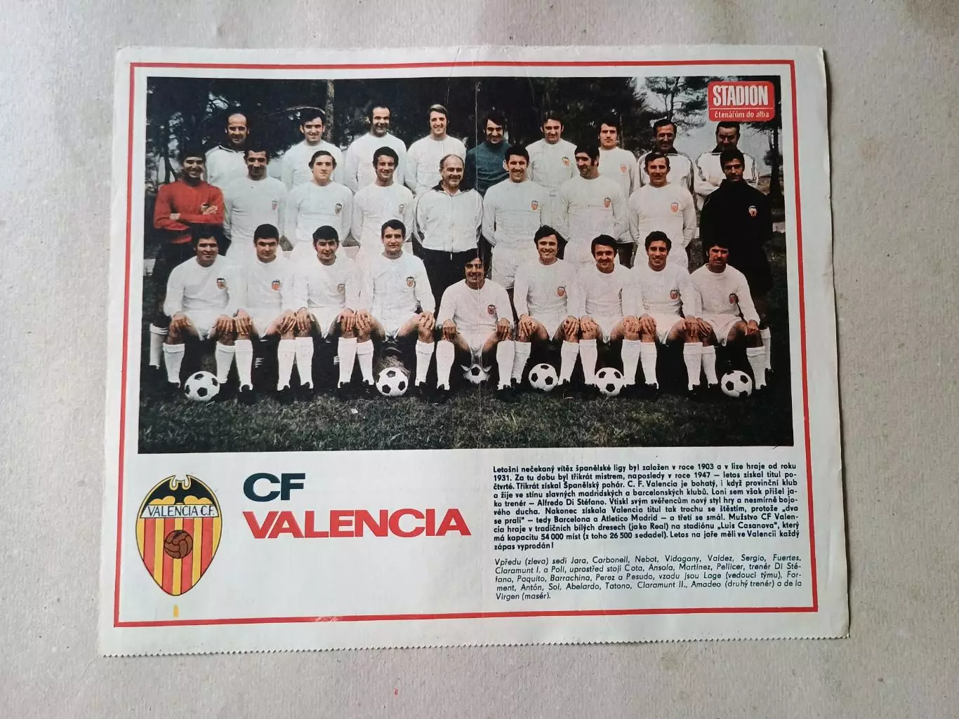 Плакат из журнала Стадион- Valencia
