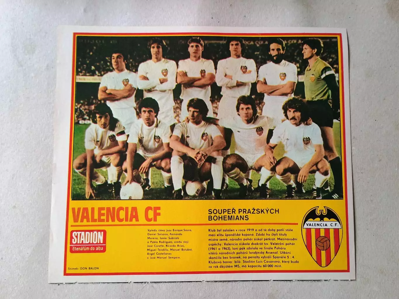 Плакат из журнала Стадион- Valencia 8