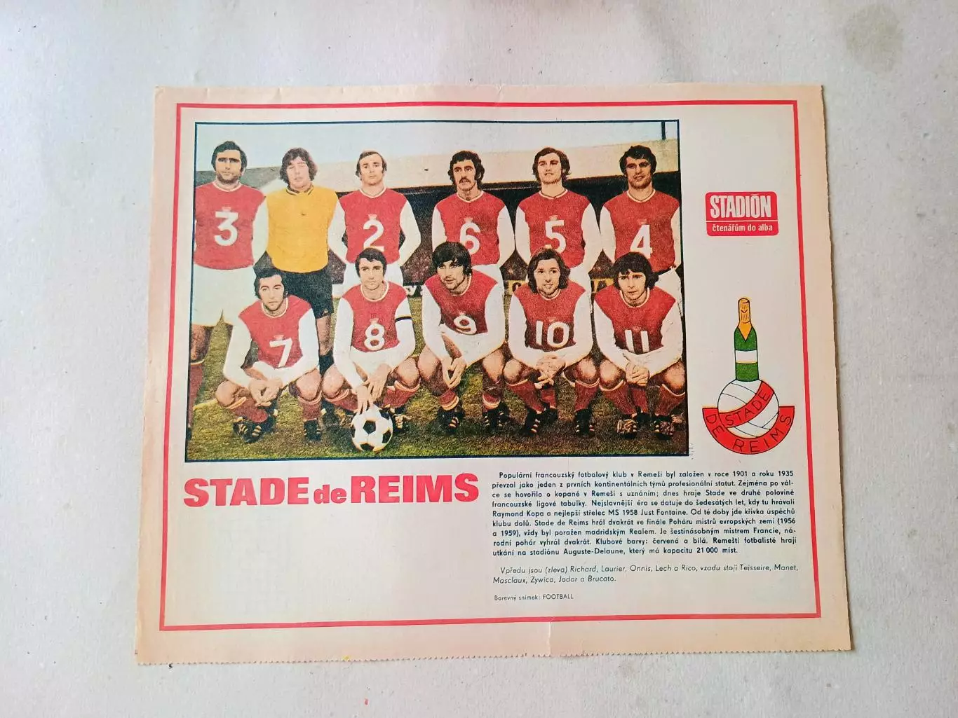 Плакат из журнала Стадион- Reims