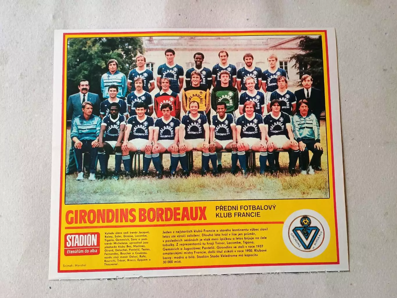 Плакат из журнала Стадион- Bordeaux 6